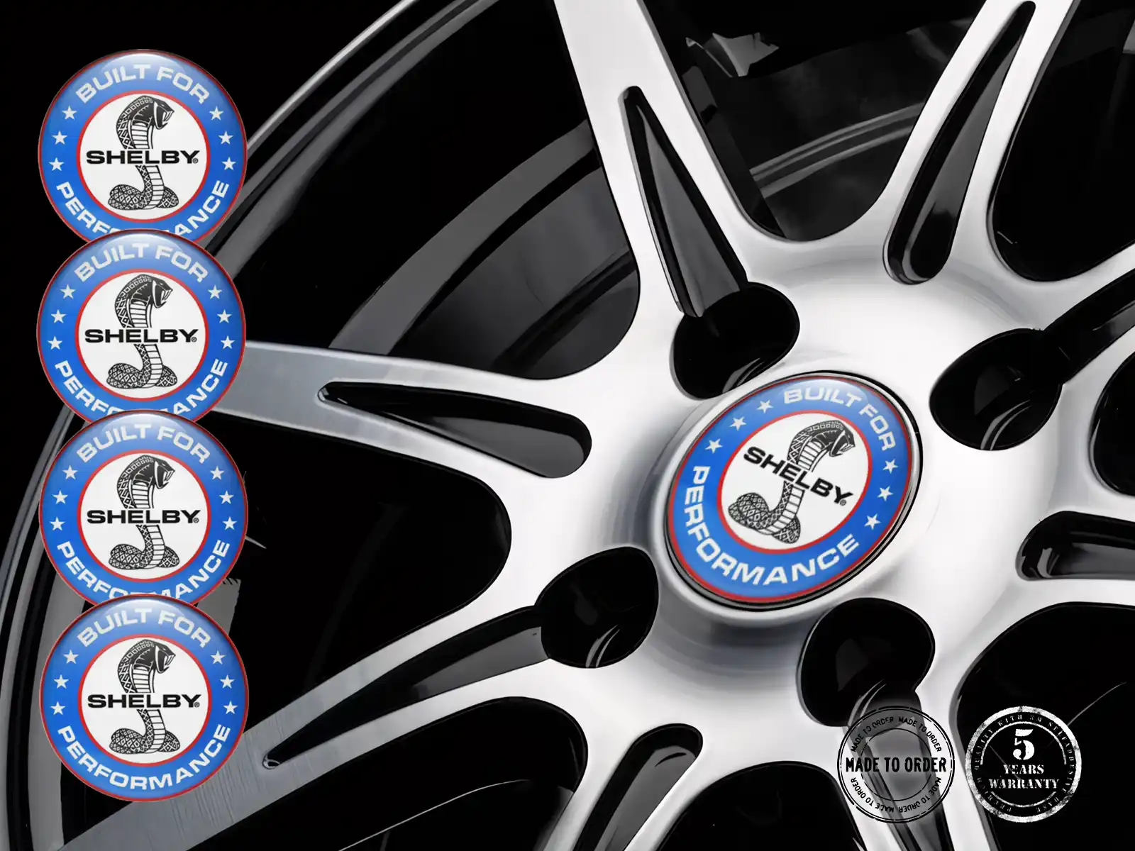 Shelby Logo Autocollant Roue Design Bombé en Résine